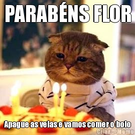 PARABNS FLOR Apague as velas e vamos comer o bolo