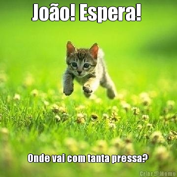 Joo! Espera!  Onde vai com tanta pressa? 