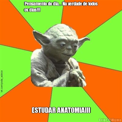 Pensamento do dia... Na verdade de todos
os dias!!! ESTUDAR ANATOMIA!!!