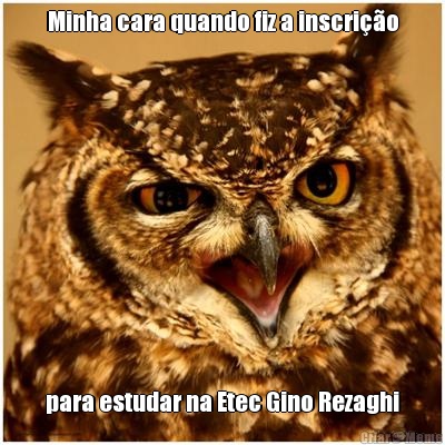 Minha cara quando fiz a inscrio para estudar na Etec Gino Rezaghi