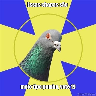 Essas chapas so  meio tipo pombo, vote 19