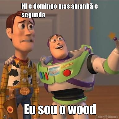 Hj e domingo mas amanh e
segunda  Eu sou o wood
