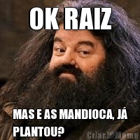 OK RAIZ MAS E AS MANDIOCA, J
PLANTOU?