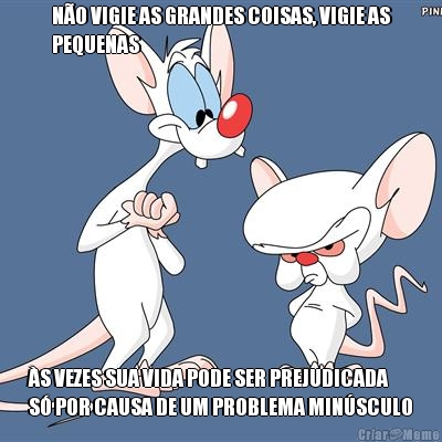 NO VIGIE AS GRANDES COISAS, VIGIE AS
PEQUENAS S VEZES SUA VIDA PODE SER PREJUDICADA
S POR CAUSA DE UM PROBLEMA MINSCULO