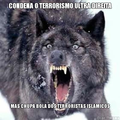 CONDENA O TERRORISMO ULTRA DIREITA MAS CHUPA BOLA DOS TERRORISTAS ISLAMICOS