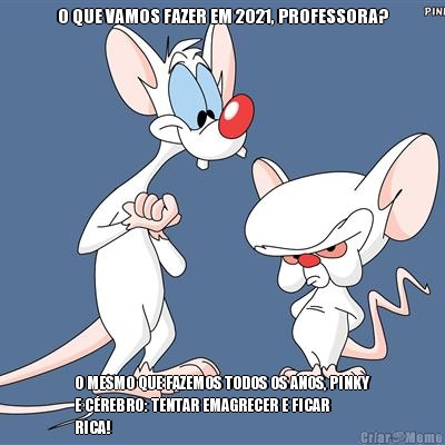 O QUE VAMOS FAZER EM 2021, PROFESSORA? O MESMO QUE FAZEMOS TODOS OS ANOS, PINKY
E CREBRO: TENTAR EMAGRECER E FICAR
RICA!