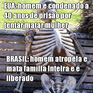 EUA: homem  condenado a
40 anos de priso por
tentar matar mulher BRASIL: homem atropela e
mata famlia inteira e 
liberado