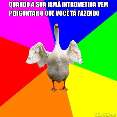 QUANDO A SUA IRM INTROMETIDA VEM
PERGUNTAR O QUE VOC T FAZENDO 