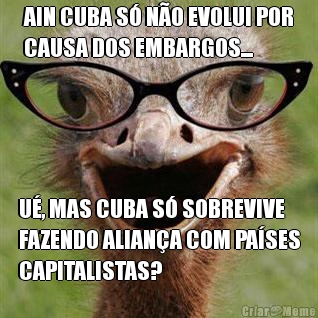 AIN CUBA S NO EVOLUI POR
CAUSA DOS EMBARGOS... U, MAS CUBA S SOBREVIVE
FAZENDO ALIANA COM PASES
CAPITALISTAS?