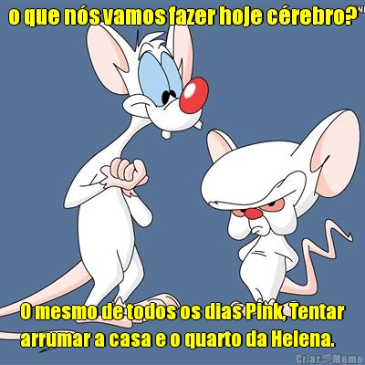 o que ns vamos fazer hoje crebro? O mesmo de todos os dias Pink, Tentar
arrumar a casa e o quarto da Helena.