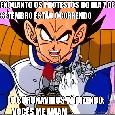 ENQUANTO OS PROTESTOS DO DIA 7 DE
SETEMBRO ESTO OCORRENDO O CORONAVIRUS T DIZENDO:
 VOCS ME AMAM