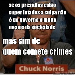 se os presdios esto
super lotados a culpa no
 do governo e muito
menos da sociedade mas sim de 
quem comete crimes