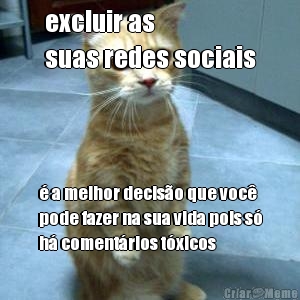 excluir as 
suas redes sociais  a melhor deciso que voc
pode fazer na sua vida pois s
h comentrios txicos