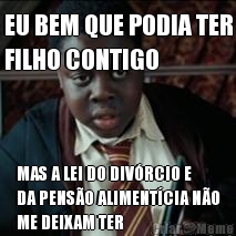 EU BEM QUE PODIA TER
FILHO CONTIGO MAS A LEI DO DIVRCIO E
DA PENSO ALIMENTCIA NO
ME DEIXAM TER