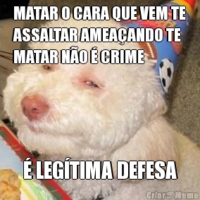 MATAR O CARA QUE VEM TE
ASSALTAR AMEAANDO TE
MATAR NO  CRIME  LEGTIMA DEFESA