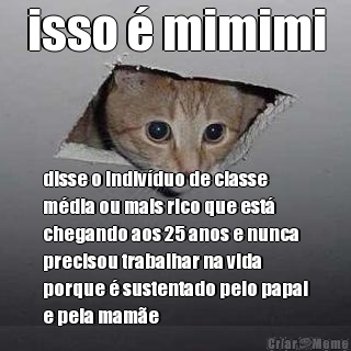 isso  mimimi disse o indivduo de classe
mdia ou mais rico que est
chegando aos 25 anos e nunca
precisou trabalhar na vida
porque  sustentado pelo papai
e pela mame