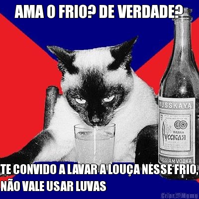 AMA O FRIO? DE VERDADE? TE CONVIDO A LAVAR A LOUA NESSE FRIO,
NO VALE USAR LUVAS