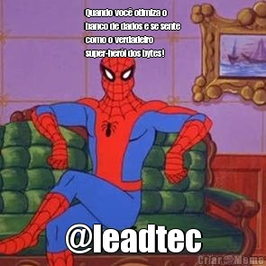 Quando voc otimiza o
banco de dados e se sente
como o verdadeiro
super-heri dos bytes! @leadtec