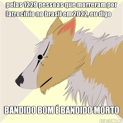 pelas 1229 pessoas que morreram por
latrocnio no brasil em 2022, eu digo BANDIDO BOM  BANDIDO MORTO