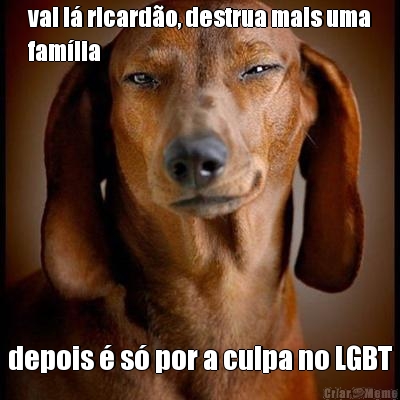 vai l ricardo, destrua mais uma
famlia depois  s por a culpa no LGBT