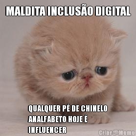 MALDITA INCLUSO DIGITAL QUALQUER P DE CHINELO
ANALFABETO HOJE 
INFLUENCER